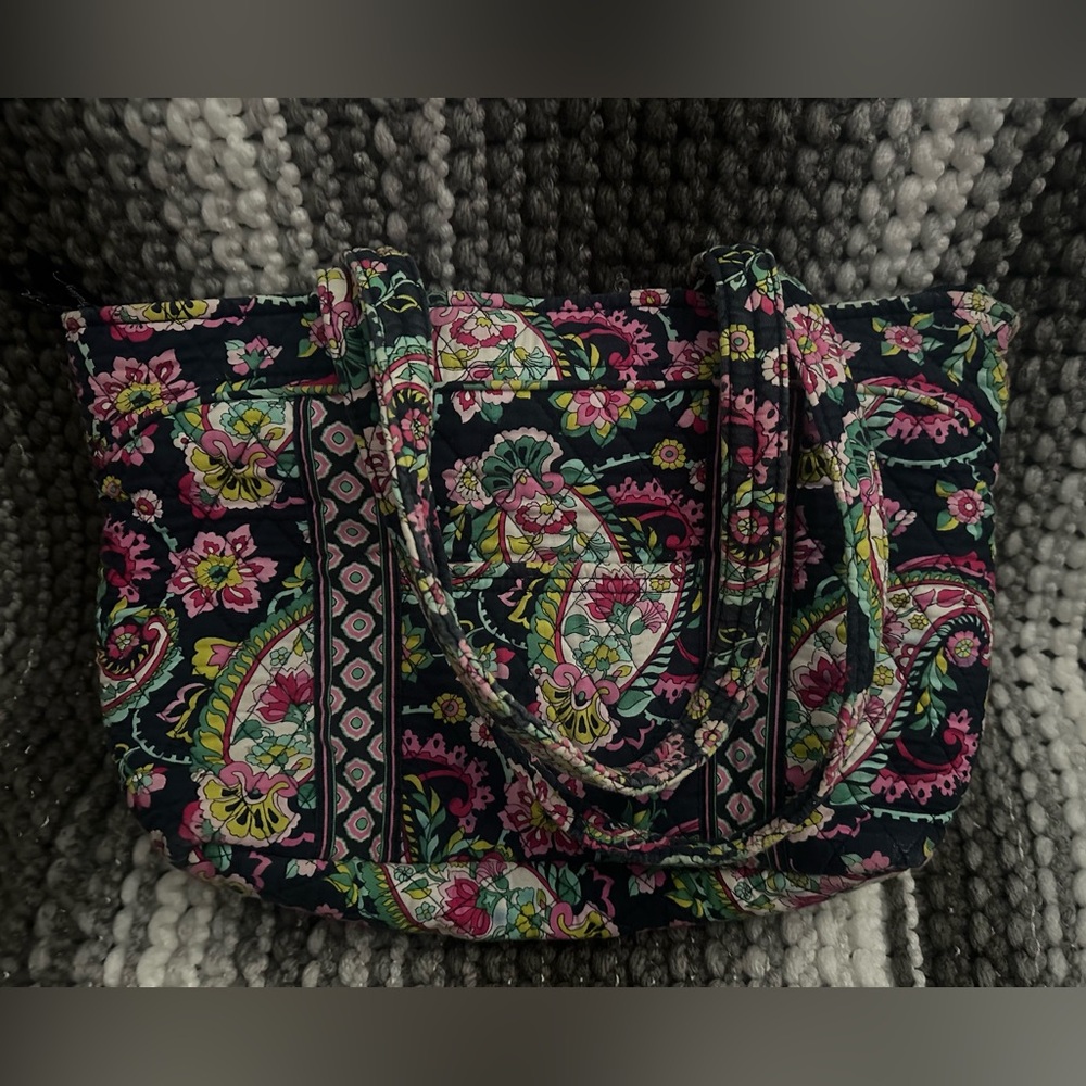 Vera Bradley Black Pink Green Paisley Tote NWOT